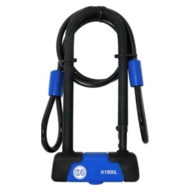 SET CANDADO U LOCK ODIS R1500L 15MMX28.5CM AZUL/NEGRO+CABLE