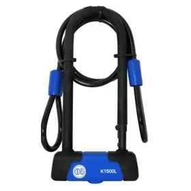 SET CANDADO U LOCK ODIS R1500L 15MMX28.5CM AZUL/NEGRO+CABLE