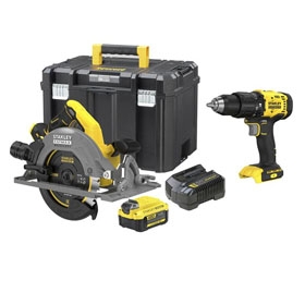 Sierra Circular 7 1/4” 20V Stanley Mod: SBC551M1T-B2+Taladro Percutor 1/2 pulg. (13mm) 20V máx. 