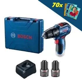 TALADRO PERC.GSB 12V-30 C/2BAT+CARG. BOSCH+70LAMINAS MOD:06019G91E0
