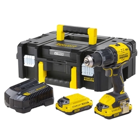 TALADRO PERCUTOR INALÁMBRICO STANLEY 20V 1/2 KIT 2 BATERIAS MALETA SBD716D2T-B2 