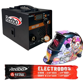 SOLDADORA MMA-120 ARCO MANUAL+M/SOLDAR FOTOSENSIBLE Y 1KG ELECT.6011 3/32 REDBO