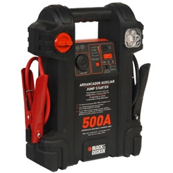 ARRANCADOR AUXILIAR AUTOMOVIL B&D 500 AMP + CARGADOR, PINZAS Y CABLES (JS500S-B2C)