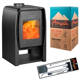 Calefactor a Leña Amesti Nordic 360 + Kit De Instalación a muro + Se…