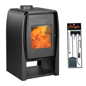 Estufa A Leña Amesti Nordic 380 Salida 6" + Set De Herramientas