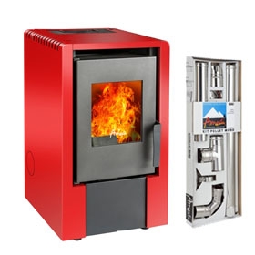 ESTUFA A PELLET AMESTI ITALY 6100 ROJA+KIT INST (MURO) 118M2