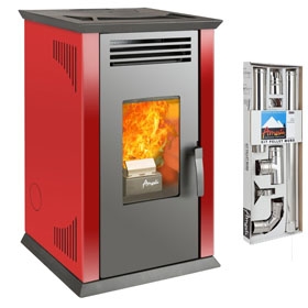 Estufa A Pellet Amesti Italy 8100 Roja+ Kit De Instalacion a muro