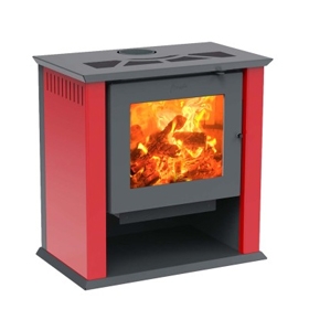 ESTUFA LEÑA CLASSIC 600 AMESTI ROJO + KIT INSTALACION RANGO 250 M3 SAL 6"  