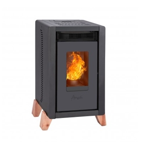 CALEF A PELLET AMESTI BAMBU 6000 NEGRA +KIT INST MURO 