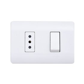 PLACA EMB. ARMADA ENCHUFE 10A + INTERRUP.  9/12 BLANCO ALPHA GRANTT