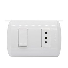 PLACA EMB. ARMADA ENCHUFE 10A + INTERRUP.  9/12 BLANCO ALPHA GRANTT