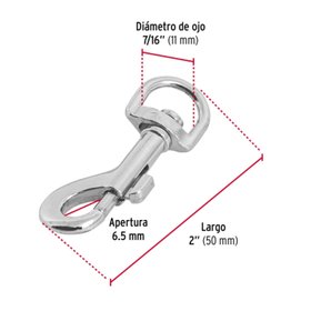 MOSQUETON C/DESTORCEDOR FIERRO DE ZINC 2" TRUPER(389520)(E12)