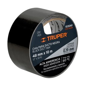 CINTA PARA DUCTOS NEGRA ADHESIVO EXTRA FUERTE 10 MTS 